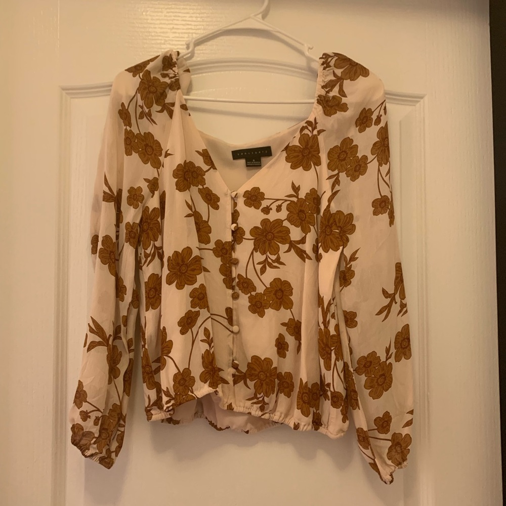 Brown Floral Blouse